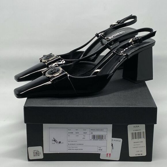 Versace Medusa Buckle Leather Slingback Pumps size 41 - Picture 12 of 15